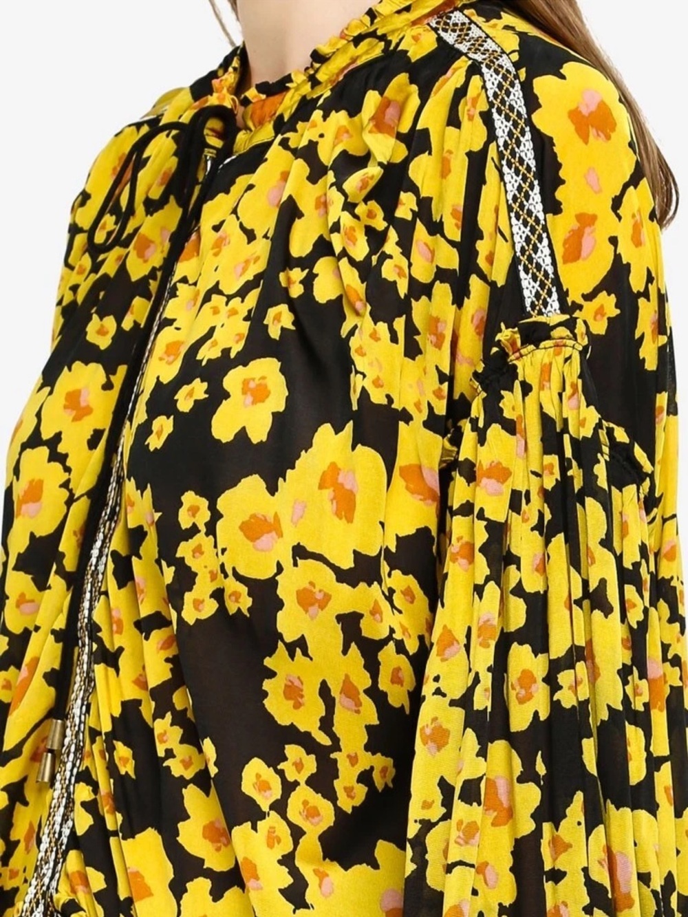 Free People Love Letter button dress black and yellow floral size small - Picture 4 of 10